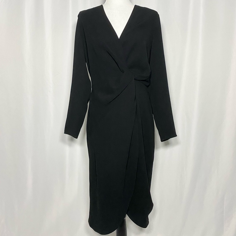 Babaton Black Long-Sleeve Wrap Midi Dress - Picture 5 of 6